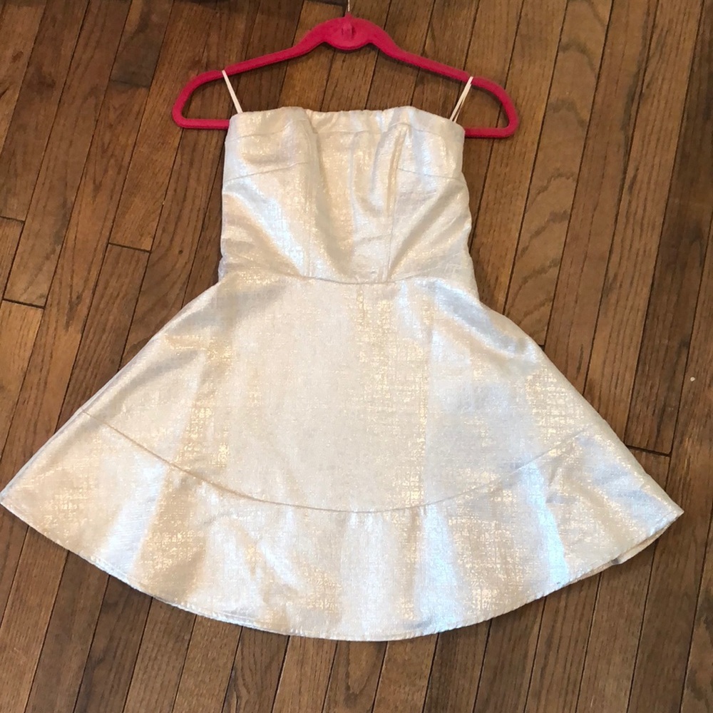 Shimmery, White Express - A line dress